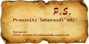 Prosznitz Seherezádé névjegykártya